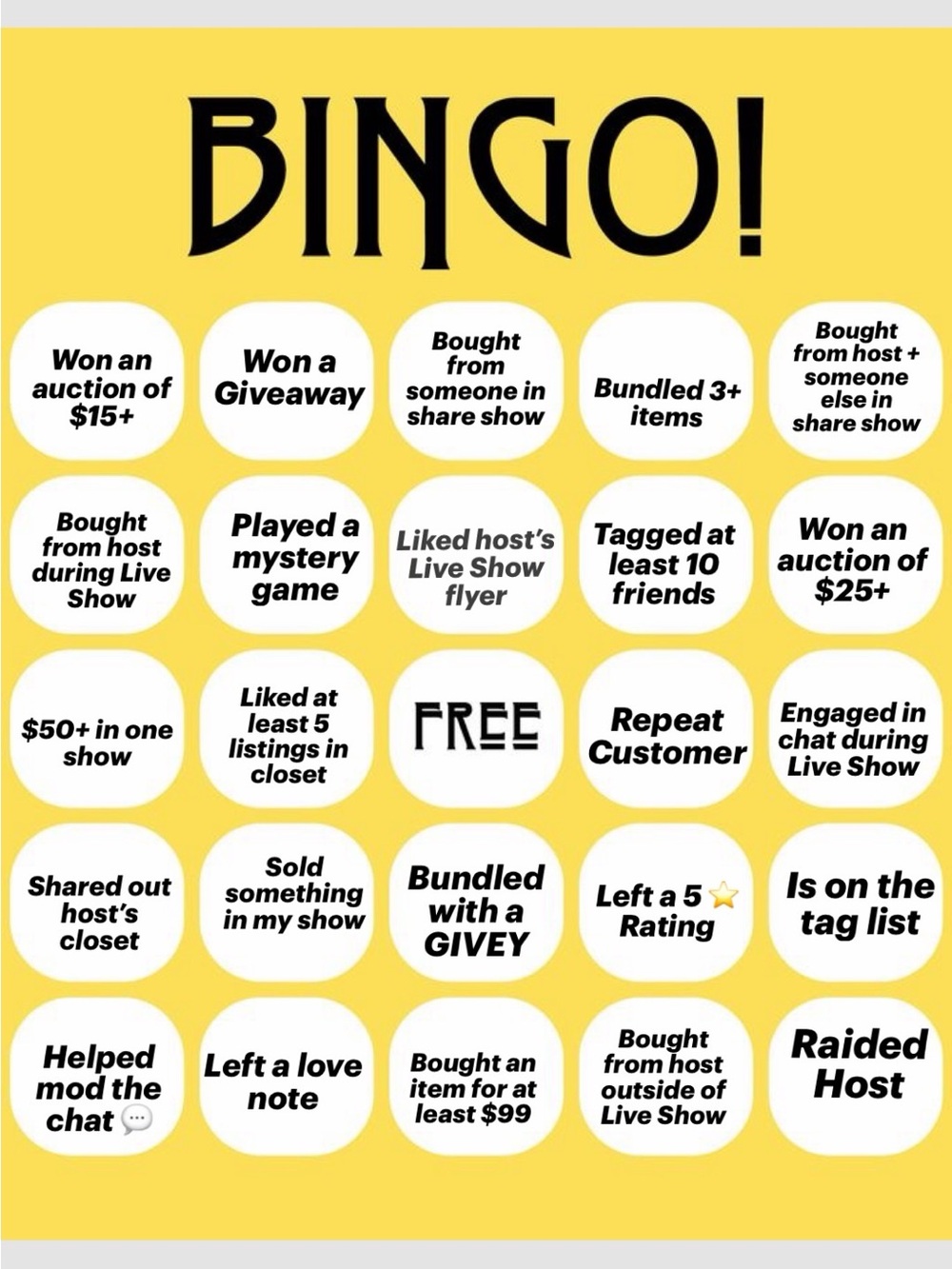 Poshmark BINGO w @hellnooo0